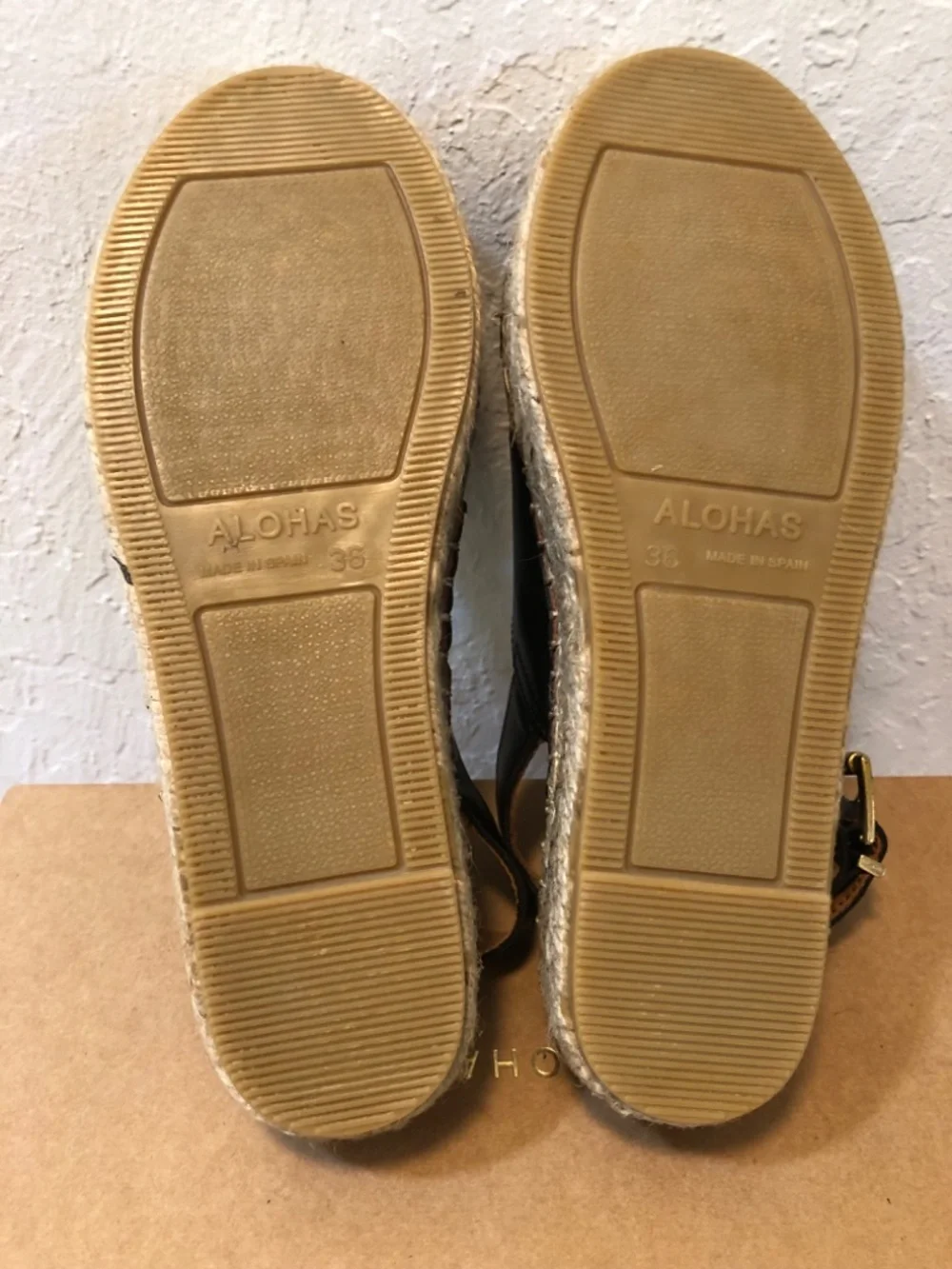 Alohas Crossed Black Platform Espadrille Sandals